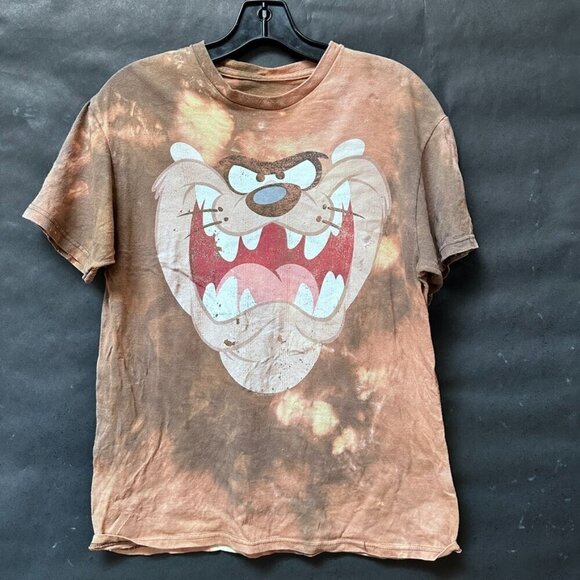 Taz tazmanian devil Tee Shirt Size Medium Tie Dyed Bleached Grunge Vintage - Picture 1 of 6